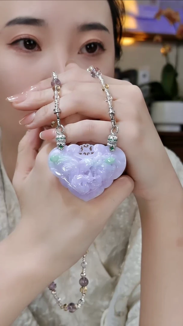 颈饰银S925镶嵌翡翠国风