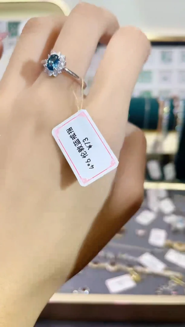 托帕石戒指银S925镶嵌天然宝石