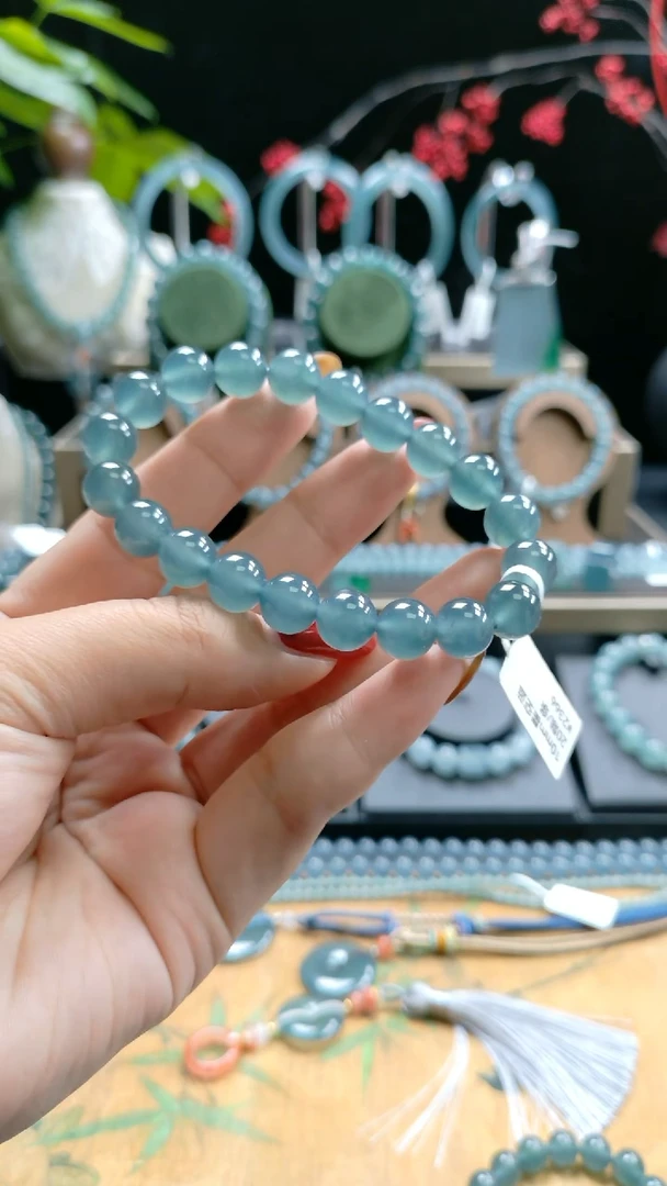 未镶嵌手串翡翠10mm冰种星空蓝手串