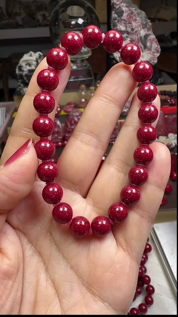 天然辰砂小晶体砂卡8mm