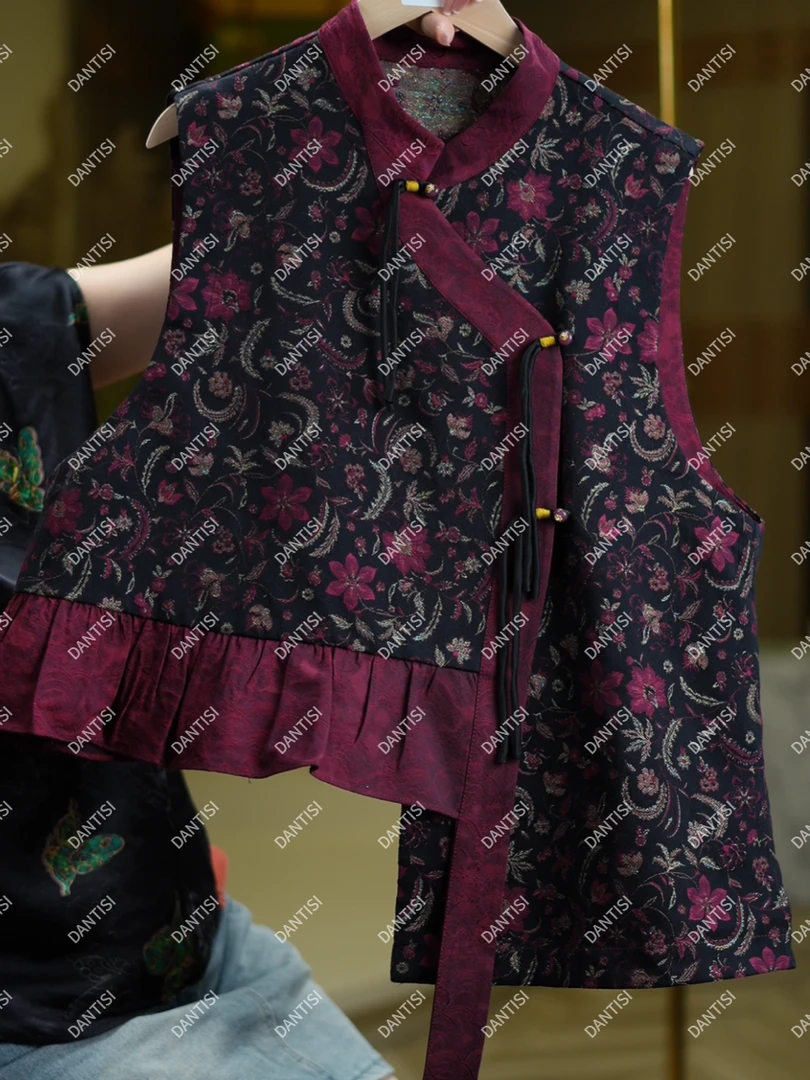 彼岸《非遗美学》1640印花立领盘扣重磅时尚马甲