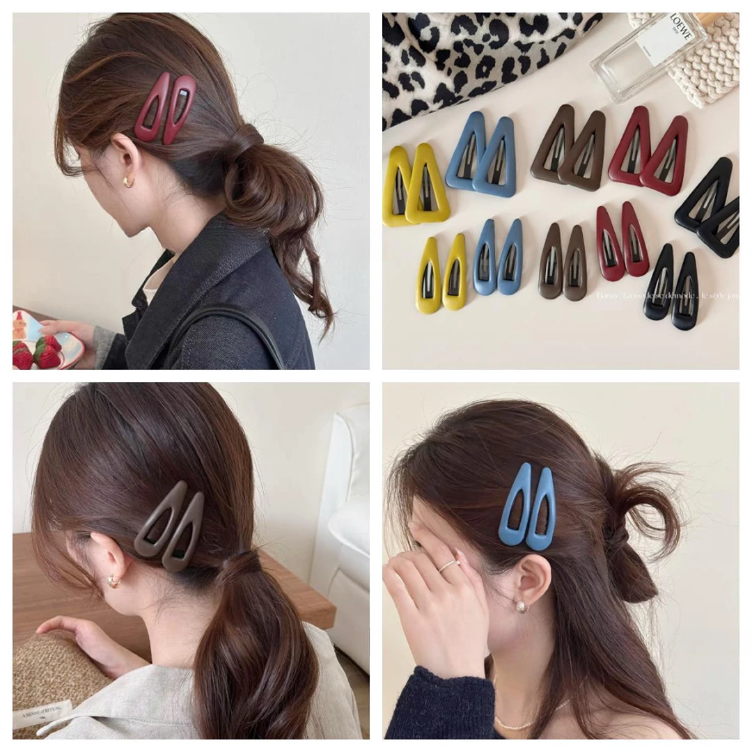 韩系新款质感纯色皮质几何三角发夹甜美可爱刘海夹侧边夹发饰新款