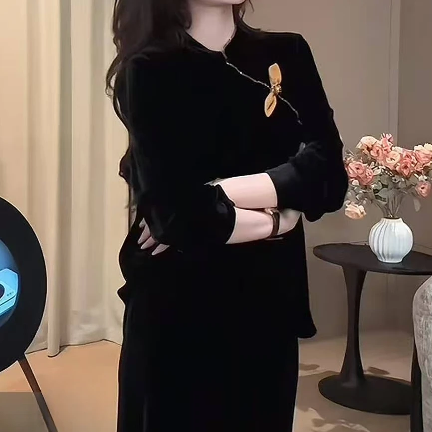 臻 复古简约立领编织包边高品丝绒衬衫上衣SY8694Z