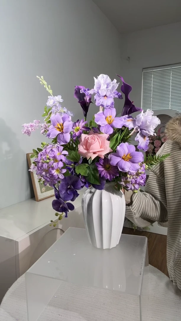 紫色花束+陶瓷花瓶（成品发货）双十一专属福利