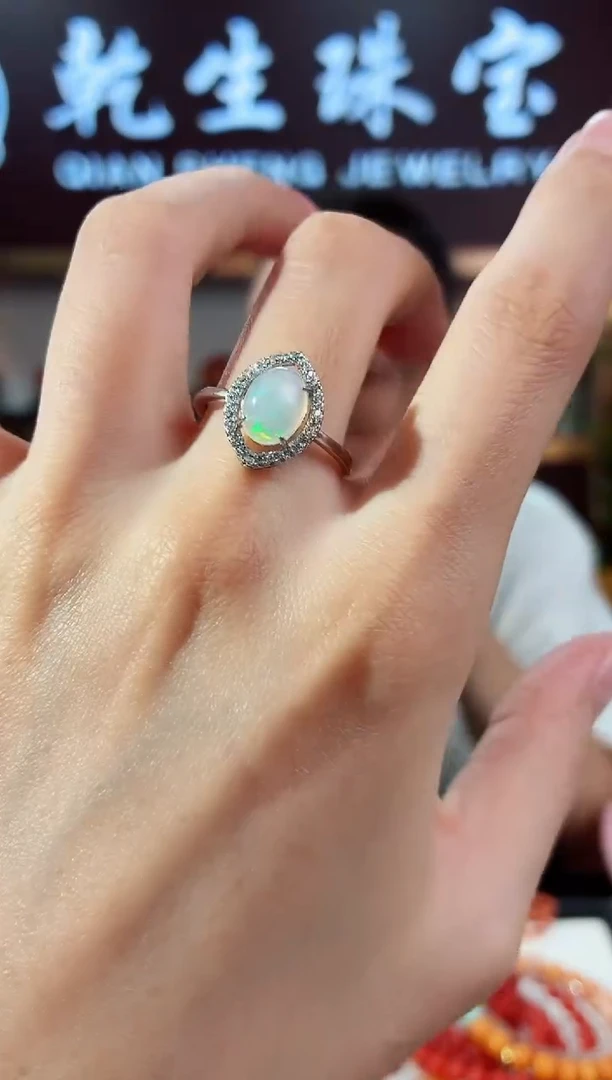 银S925镶嵌欧泊戒指958