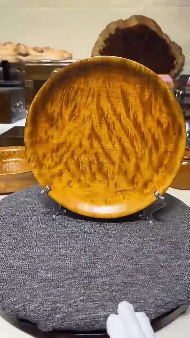 金丝楠木老料满水波圆盘 27.1-3.2cm