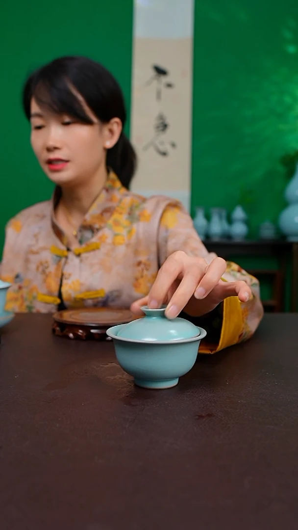 仿古二才压手盖碗不完美 简装