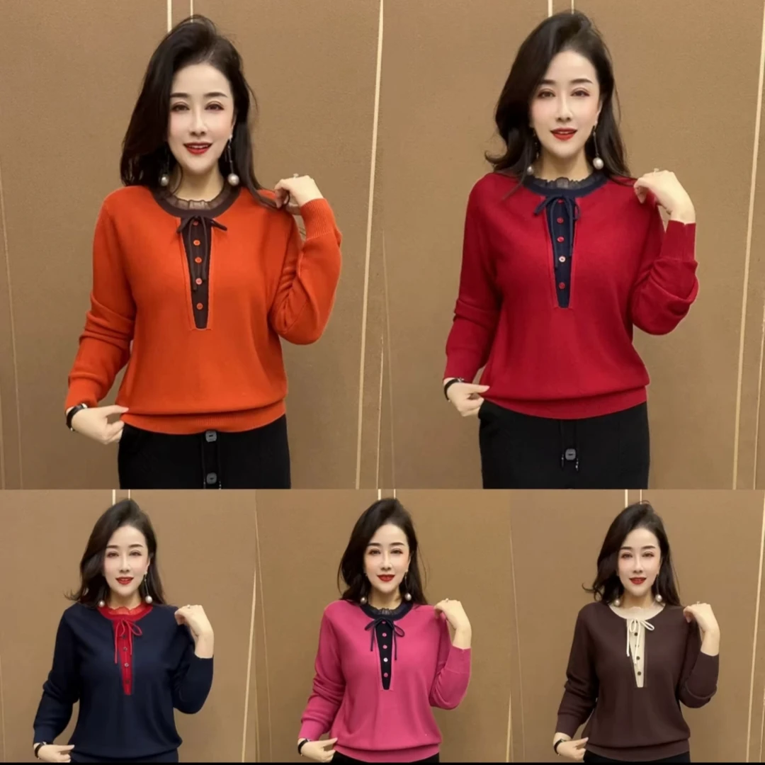 WM时尚撞色搭配显瘦款焦麻针织衫