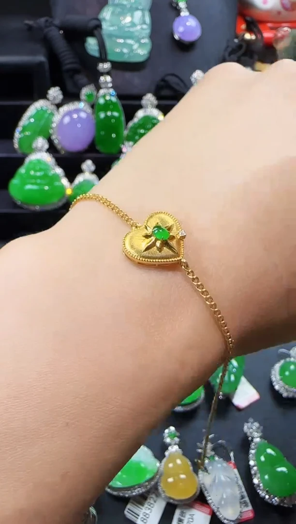 【闪购商品】翡翠手链18K金镶嵌手链