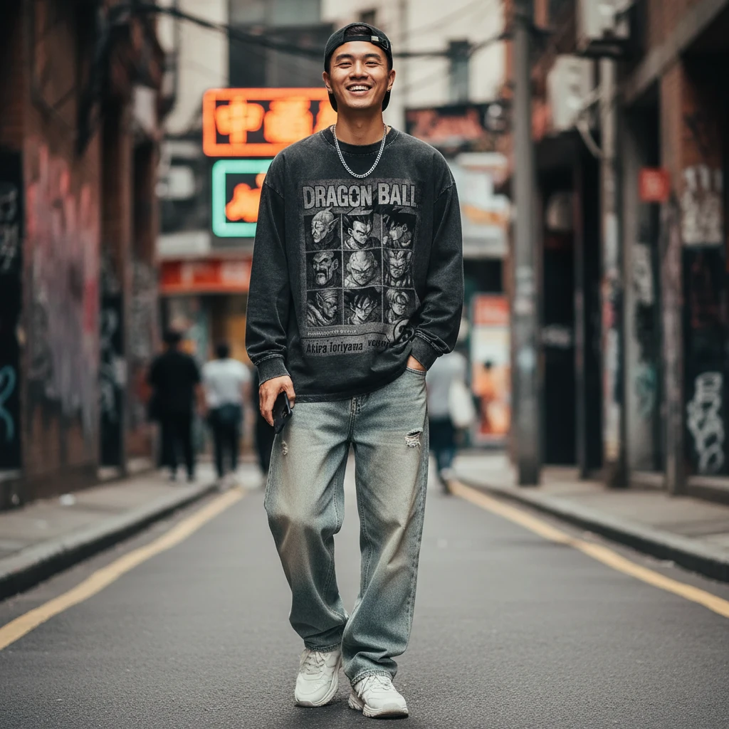 【long珠  正面款】280克 美式 宽松  双纱棉 长袖 男士长T