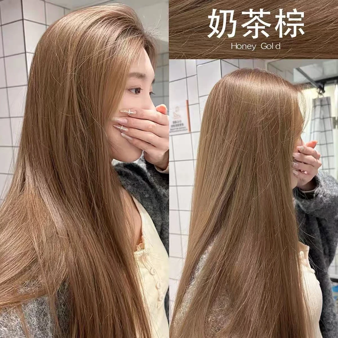 买1送1奶茶色免漂染发膏自己在家发棕色显白冷棕色栗棕色不伤发根