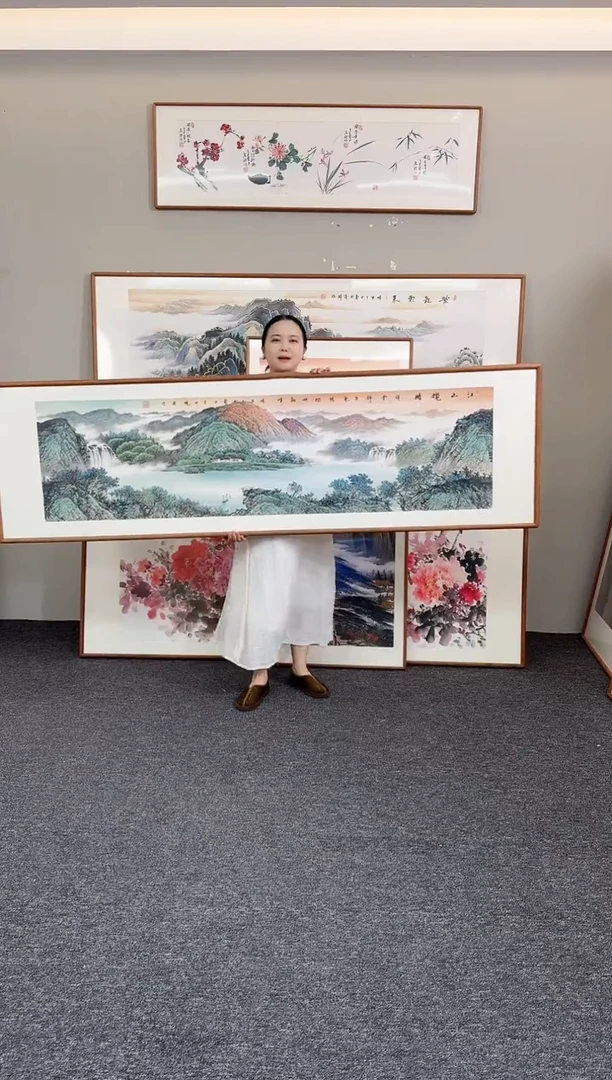 国画江山揽胜210*60手绘作品