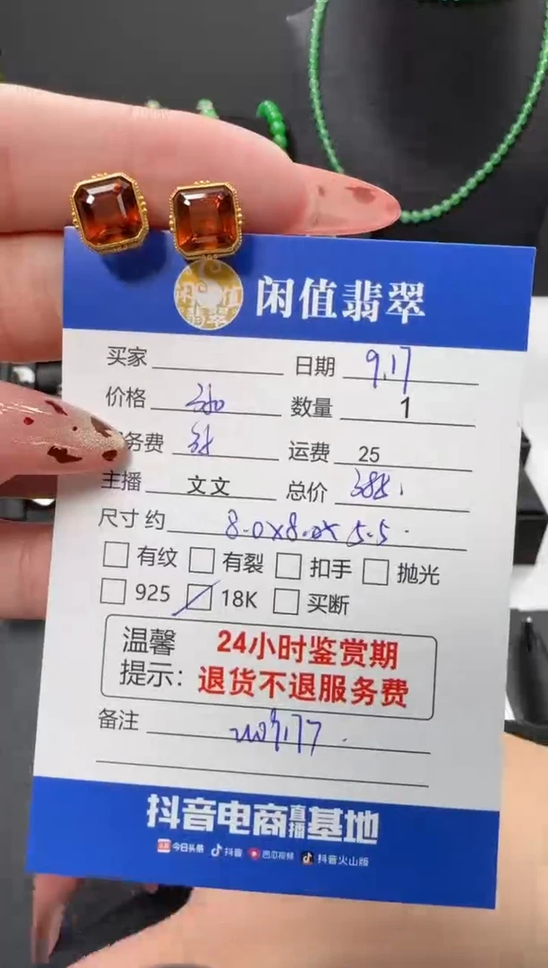 18K金镶嵌耳饰碧玺碧玺耳饰