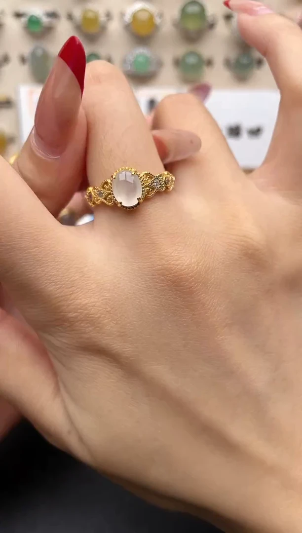 【闪购商品】翡翠戒指银S925镶嵌1一物一证一礼盒