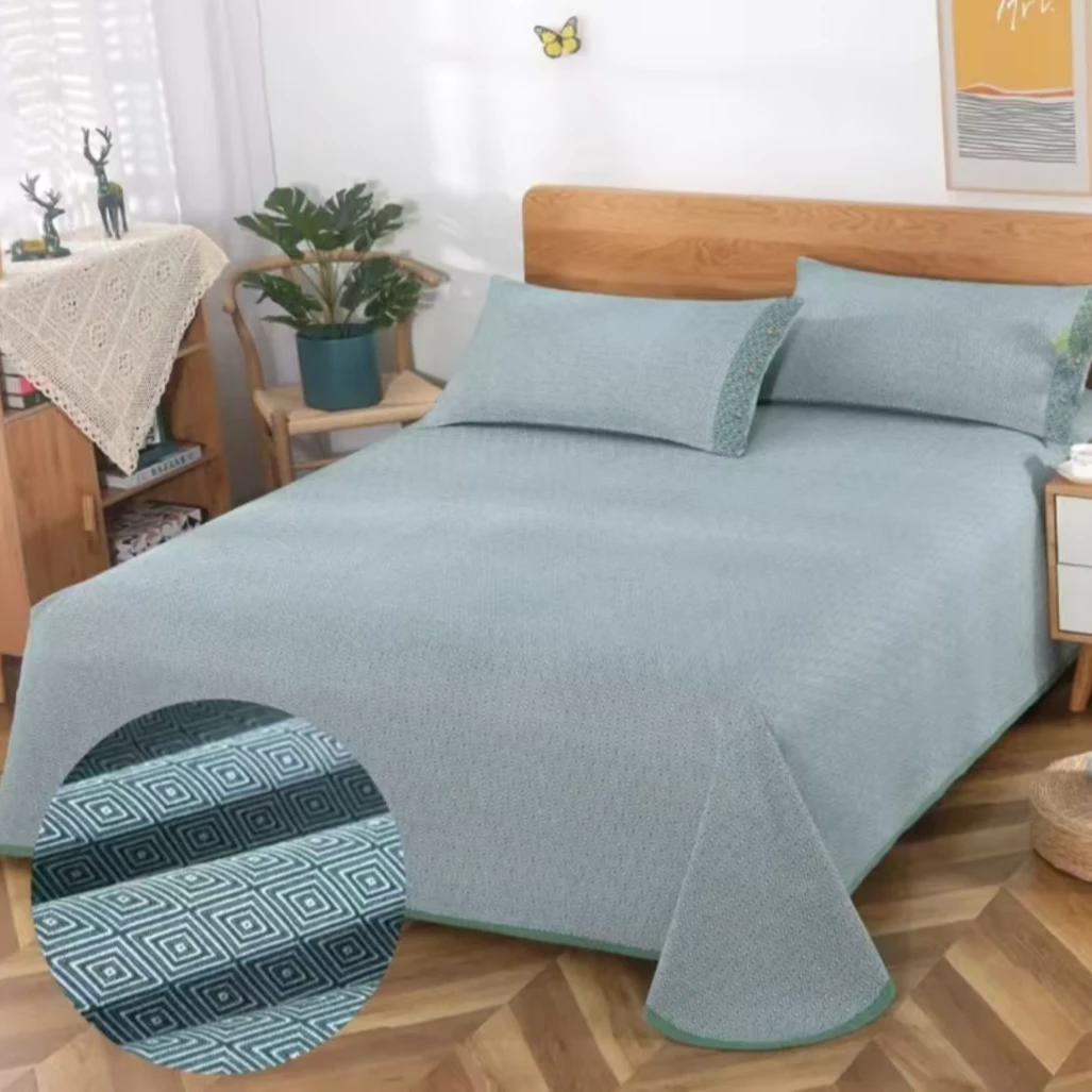 提花凉席钻石特厚老粗布凉席三件套加厚床单不掉毛老粗布凉席夏季