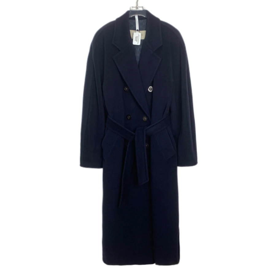 99新 MaxMara 大爆款翻领双排扣羊毛呢子大衣外套 藏蓝色 44码 CS