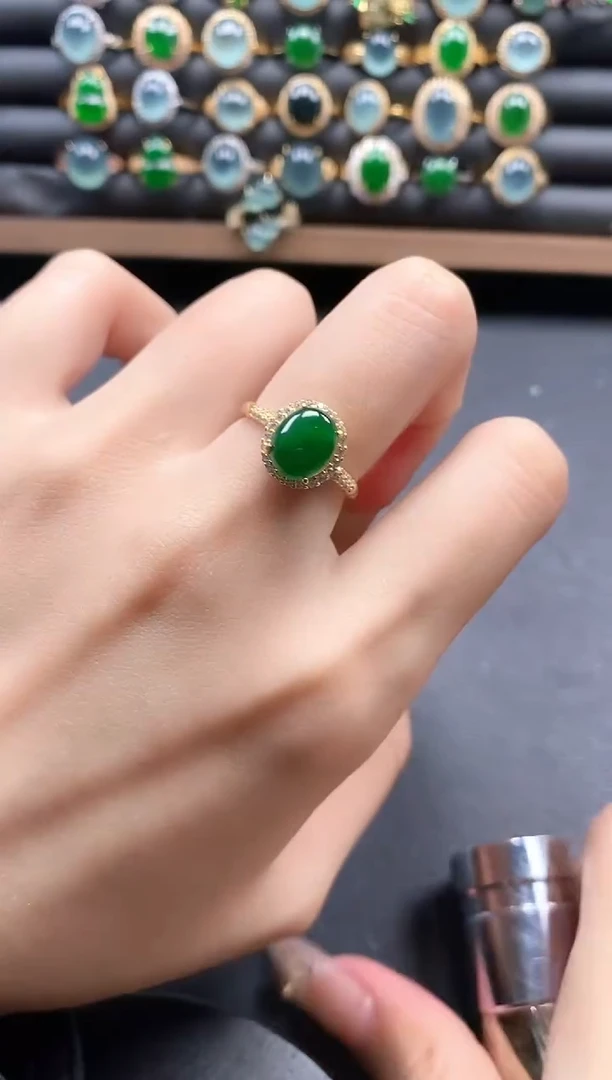 银S925镶嵌戒指翡翠21111