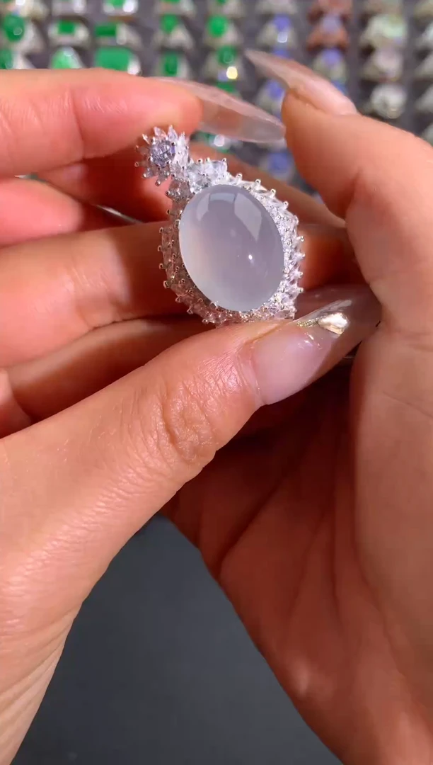 未镶嵌戒指翡翠铜托镶嵌