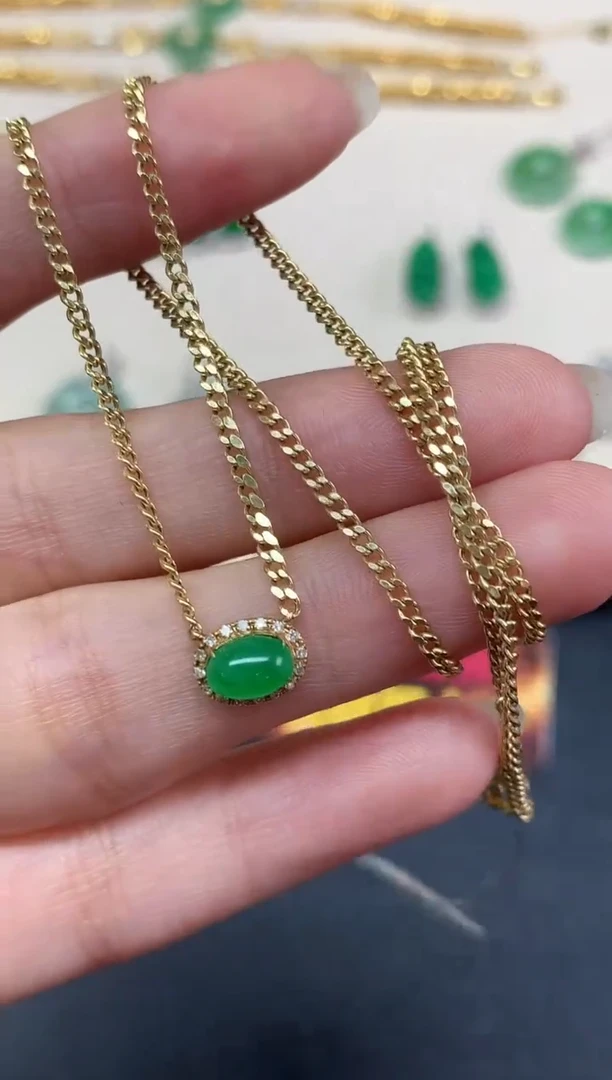 套链18K金镶嵌翡翠套链|2980多样性发其一