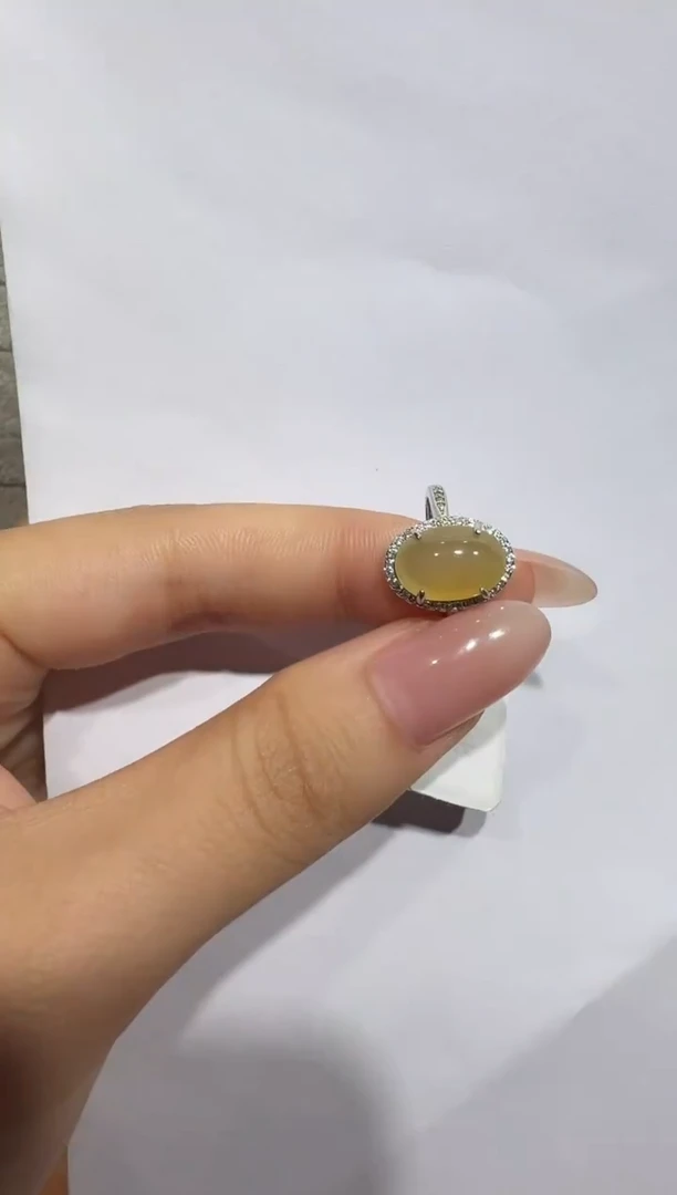 银S925镶嵌戒指翡翠925银镶翡翠戒指镶嵌172