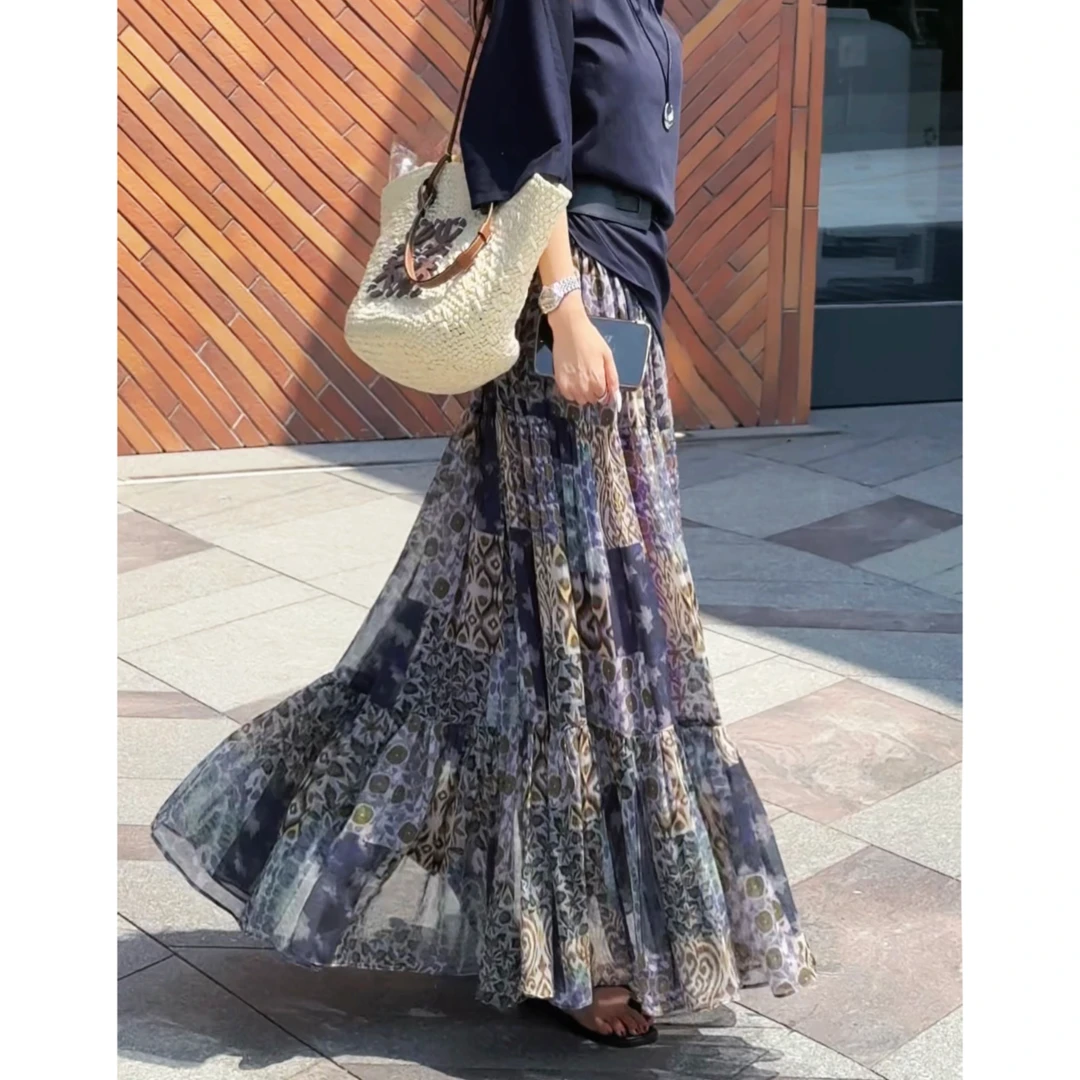 【南萱】【紫藤浪漫】 休闲时尚百搭高腰半身裙5XKJJ9656