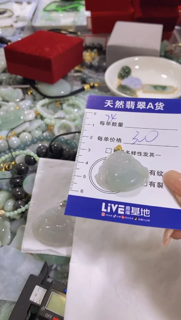 颈饰18K金镶嵌翡翠L***.天然翡翠A货批量多样性发一件
