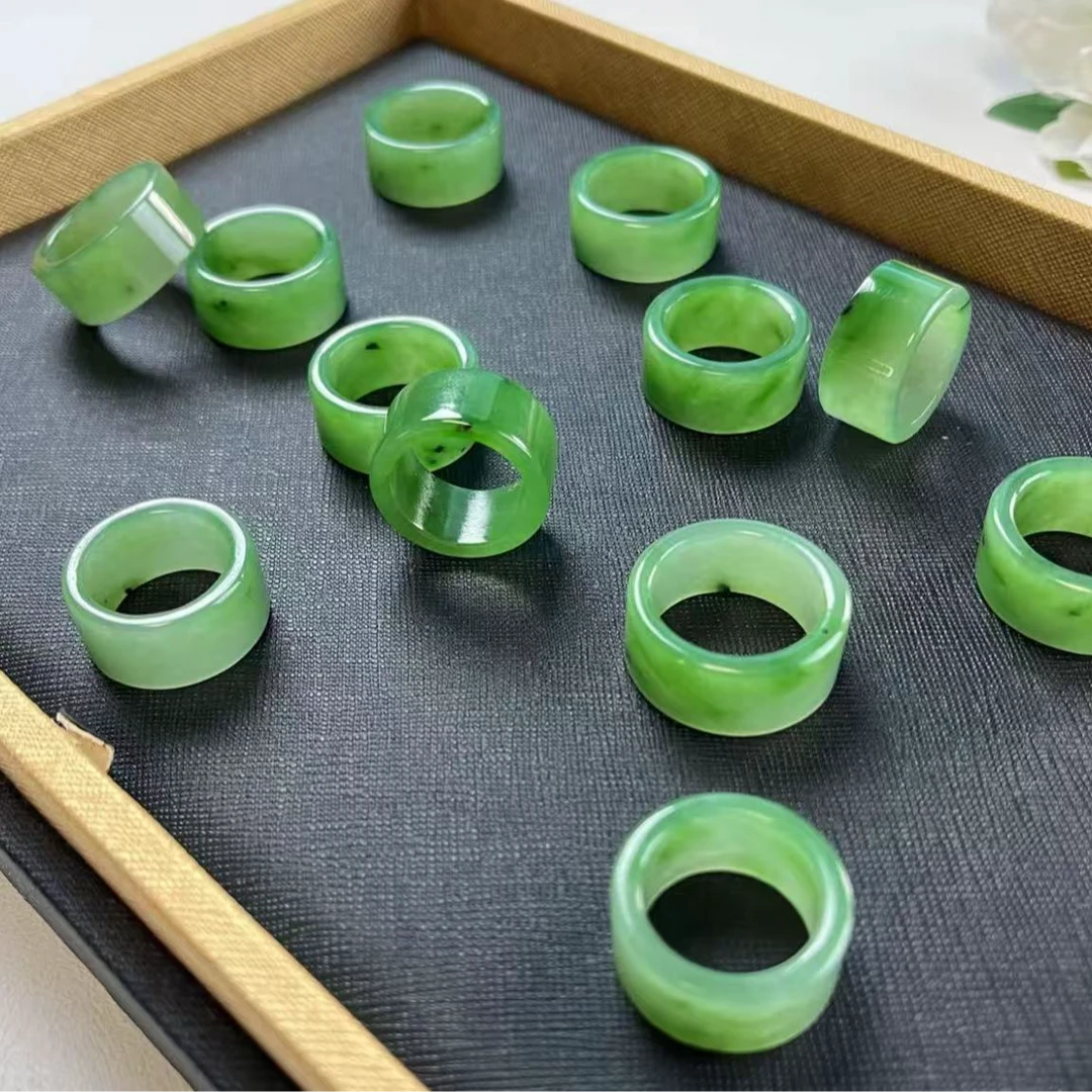 穹仪｜俄碧七号矿 阳绿宽版戒圈 直切 大气百搭- 多样性发一