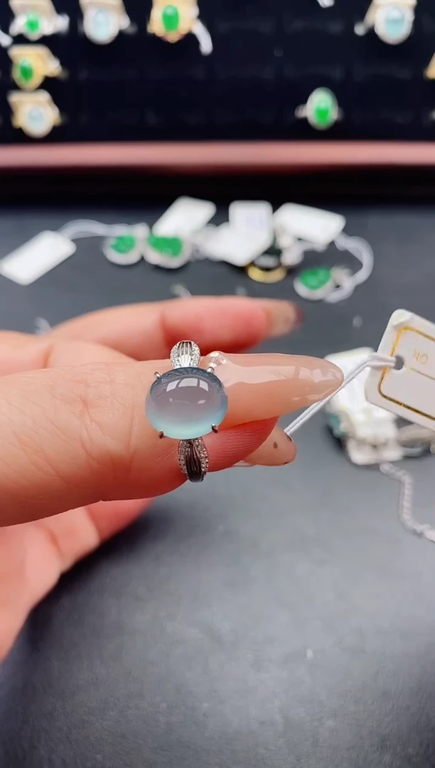 银S925镶嵌戒指翡翠1