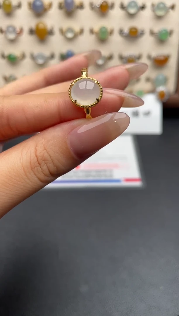 银S925镶嵌戒指翡翠一物一证一礼盒