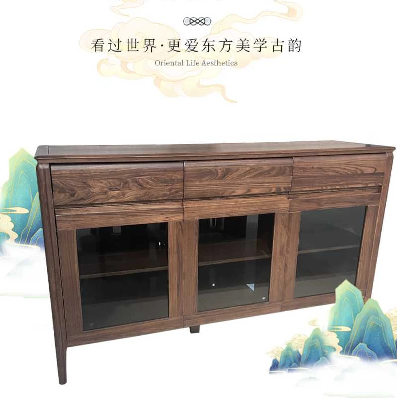 现代新中式乌金木餐边柜-实木餐边柜-餐厅成套家具-14