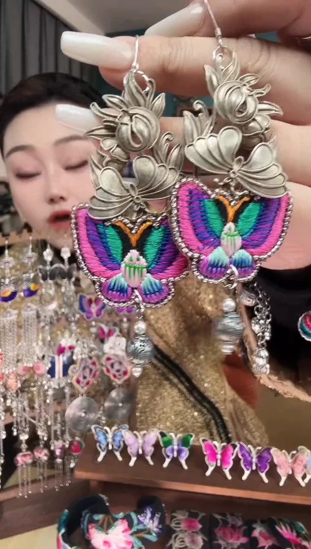 刺绣纯手工民族风刺绣耳环