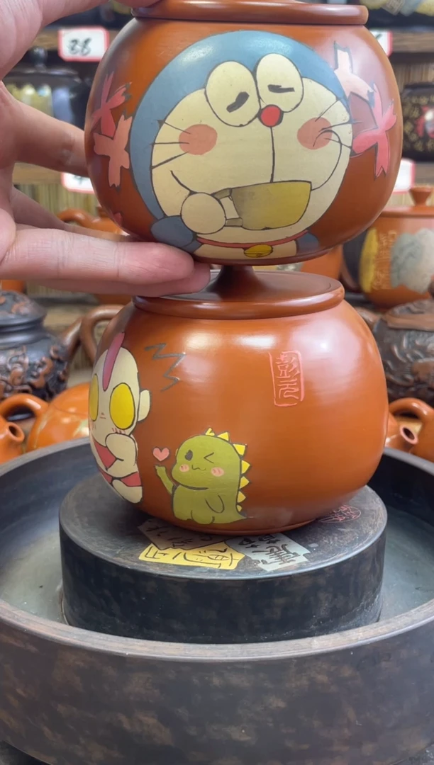 【闪购商品】壶建水紫陶卡通小茶罐两个