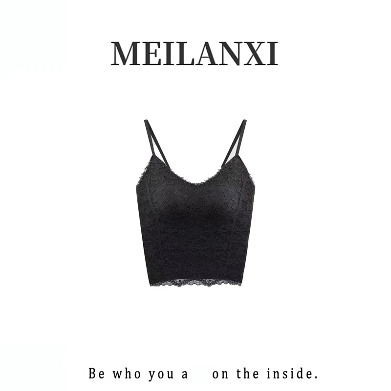 【MEILANXI】【蕾丝吊带】25夏新款简约V领马甲线蕾丝吊带美背A1-1328