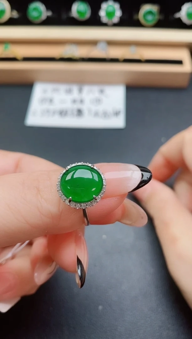 翡翠戒指银S925镶嵌508050