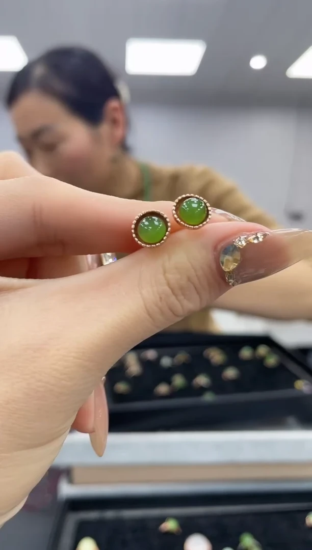 【闪购商品】和田玉耳饰银S925镶嵌多样性拍一发一