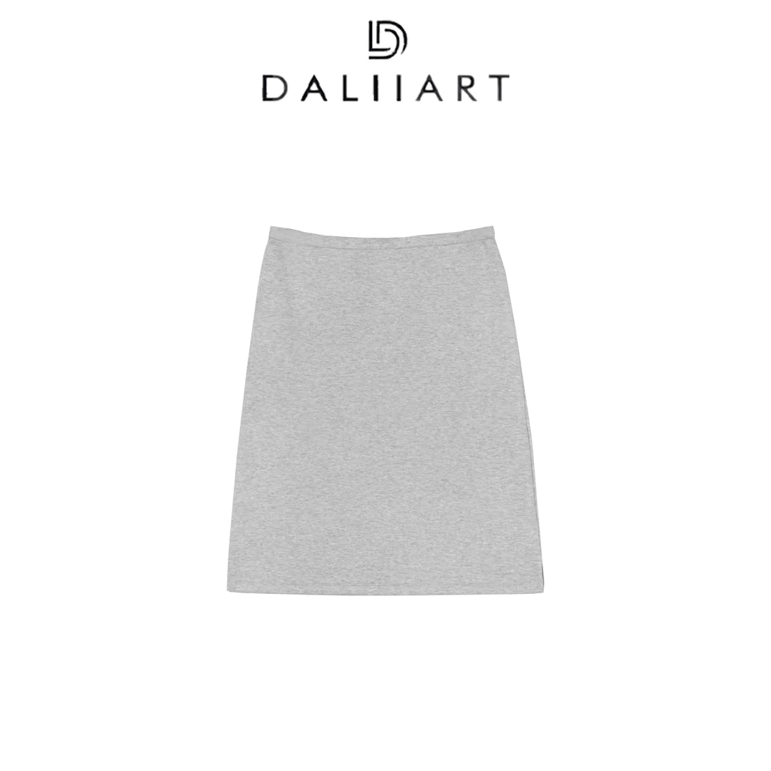 DALIART 高级灰 长绒棉德国STOLL腰部松紧带春夏休闲半裙DLQZ0642