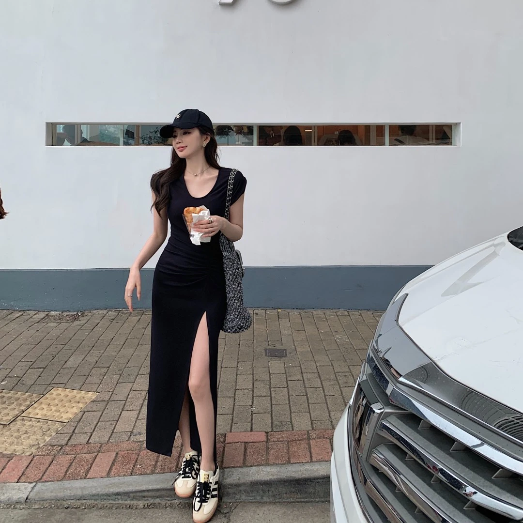 A轮A4【黑色lazy&chic肯豆裙】冰感醋酸料满足全年龄段的黑色懒人裙