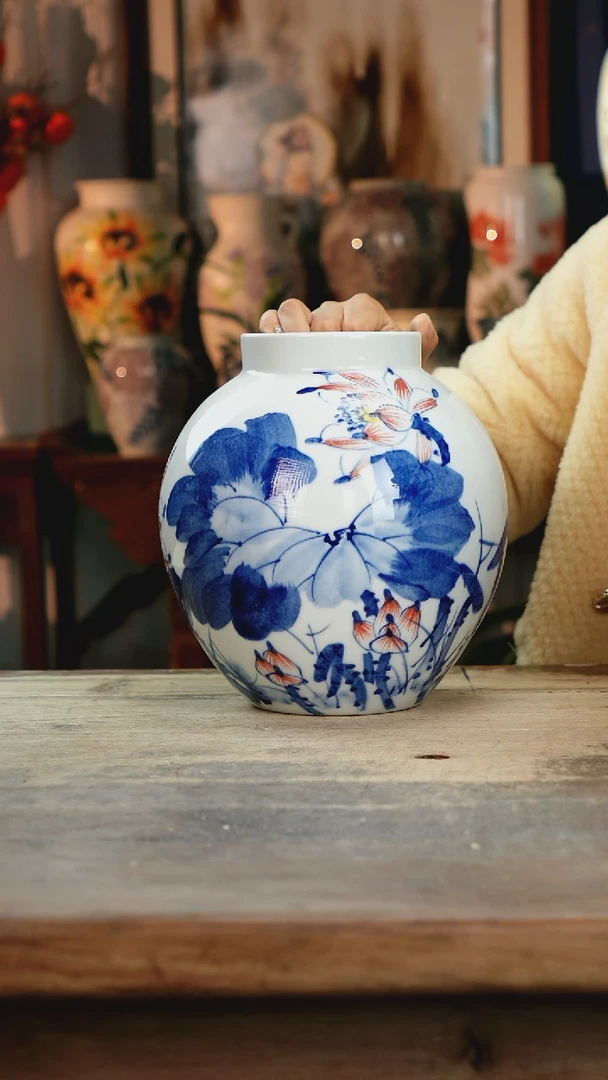 【闪购商品】瓷片景德镇纯手工釉下彩精品花瓶