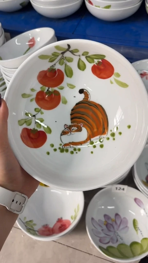 瓷片景德镇高温陶瓷食品级手绘釉中彩-大胖碗