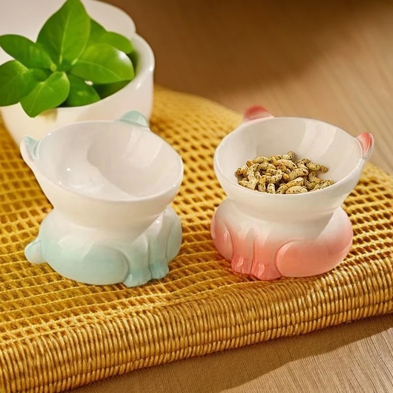 猫碗陶瓷猫咪碗宠物用品猫食盆猫饭碗猫粮碗狗碗猫喝水碗高脚