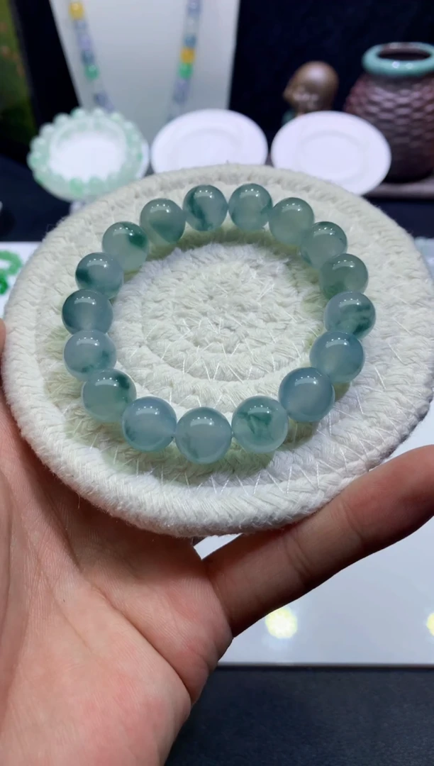 未镶嵌手链翡翠天然缅甸翡翠A货冰胶飘花手串卡12mm