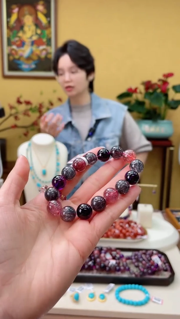 【闪购商品】水晶手串未镶嵌6/12mm黑加仑