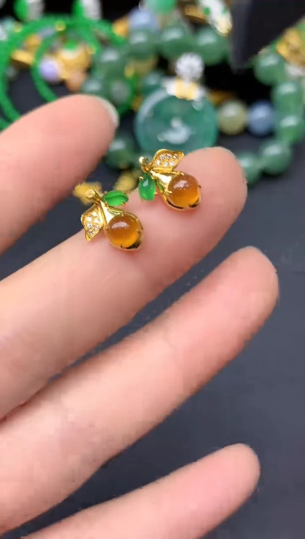 18K金镶嵌翡翠耳饰242-雪姐翡翠天天见