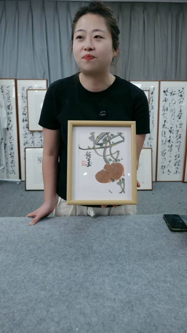 国画10寸郑志超老师木制摆台