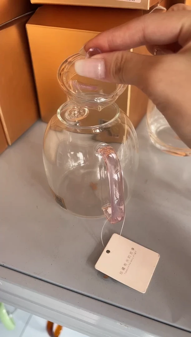 手工艺品玻璃禾器宴臣壶粉色