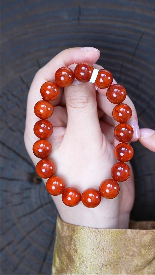 未镶嵌手串南红玛瑙无胶无裂瓦西原矿12mm+43g1057