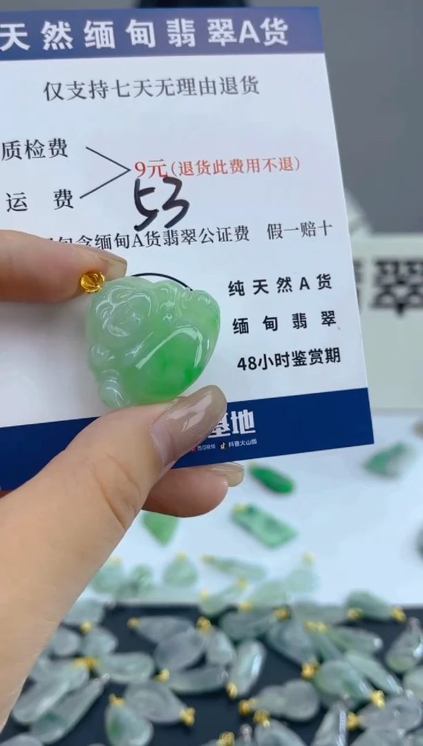 颈饰18K金镶嵌翡翠天然A货翡翠  53