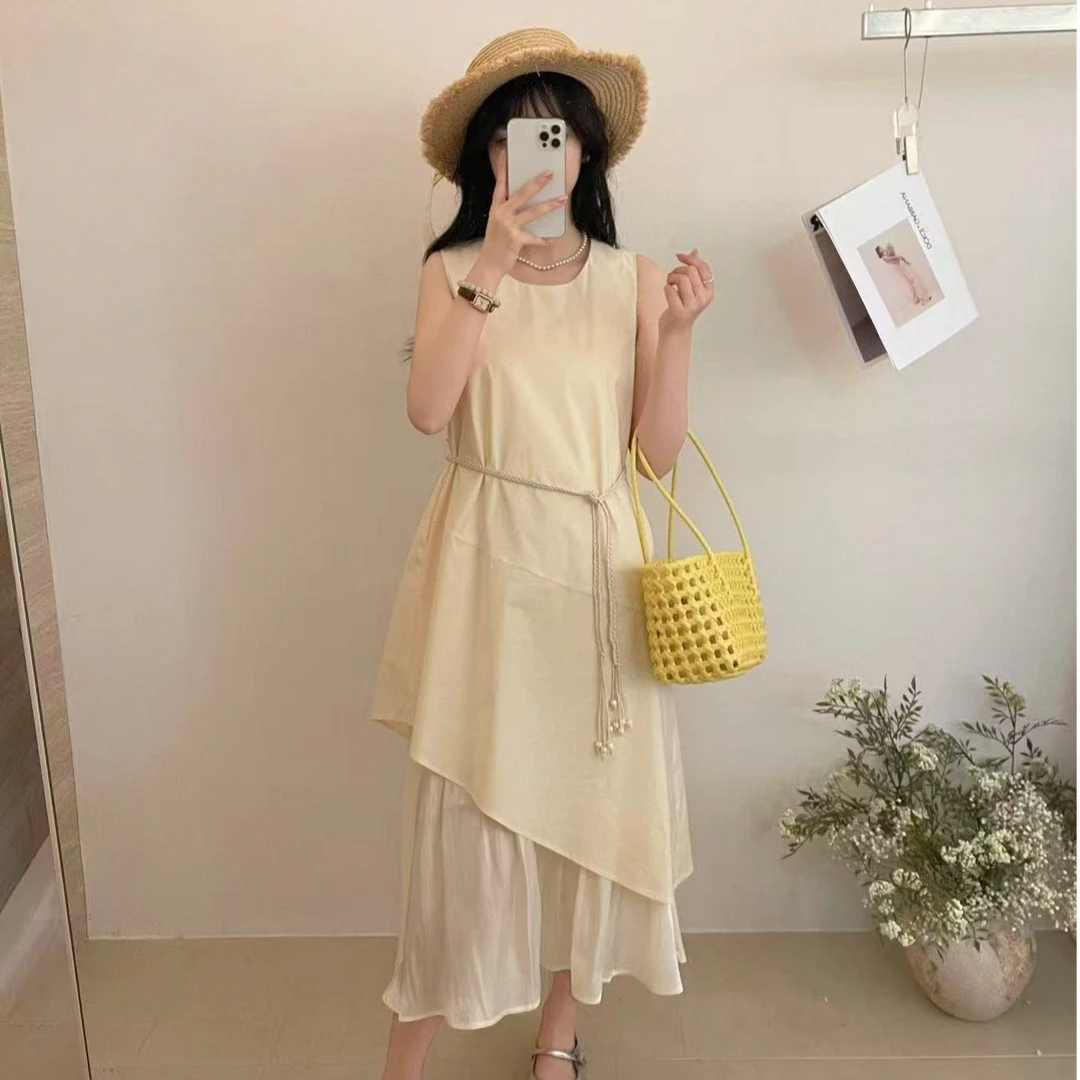 新款气质不规则设计无袖连衣裙25131