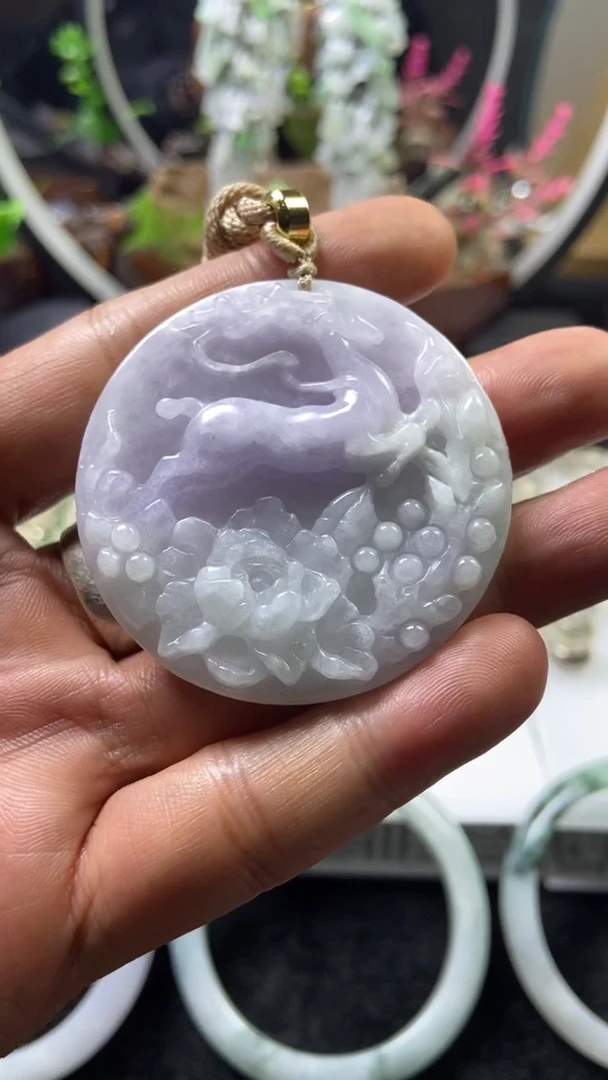 吊坠(不含链)未镶嵌翡翠缅甸天然A货翡翠 半山半水 一鹿有你