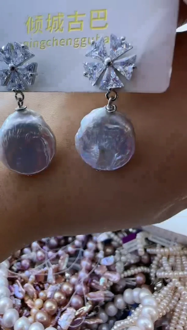 【闪购商品】淡水珍珠耳饰银S925镶嵌68